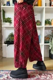 Arbi Needlecord Tartan Barrel Pant Burgundy